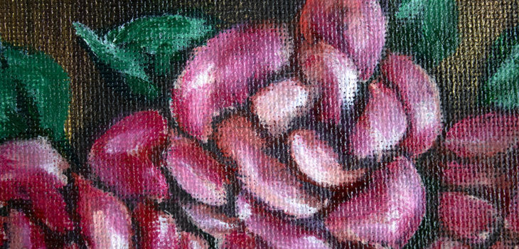 Romantic mood. Roses on gold brocade