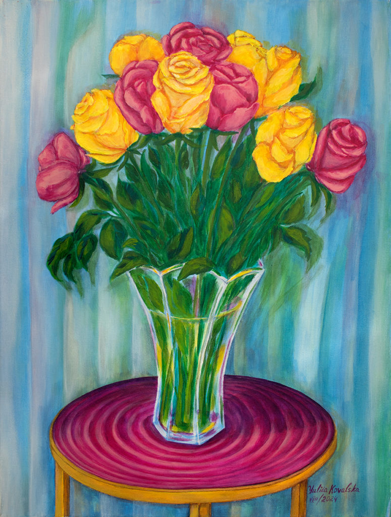 Roses on the summer porch. A memory of summer