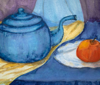 Still life with teapot. Fifteen shades of blue