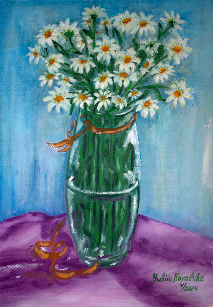 Chamomiles. Little suns in a vase