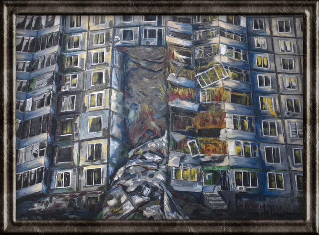 Destroyed house in Dnipro. Horror of the war