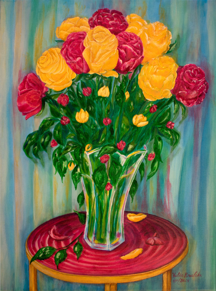 Roses on the summer porch. A memory of summer